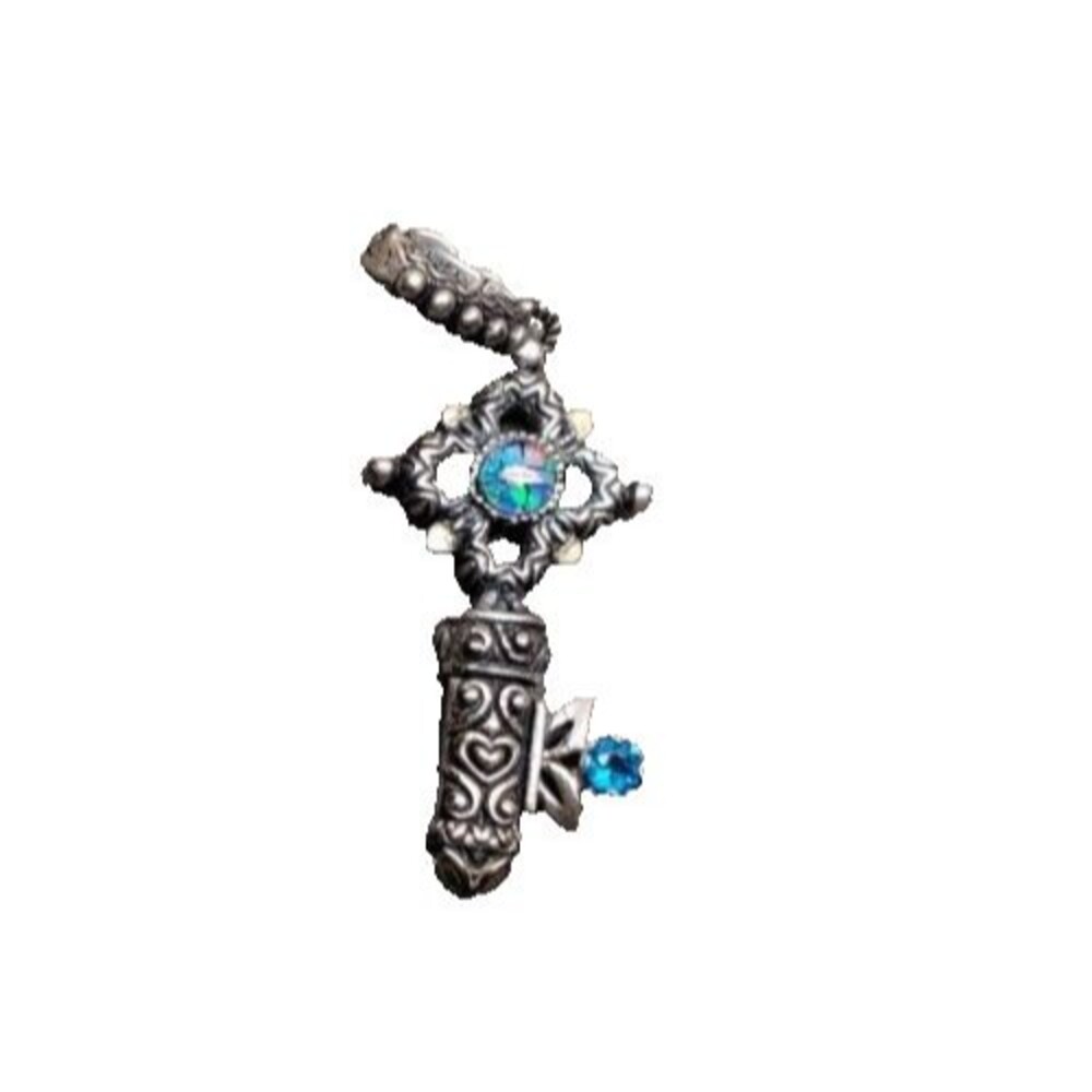 Barbara Bixby 925 Sterling 18K Gold Opal Blue Topaz Key Enhancer Pendant Charm